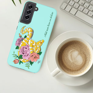 Gele Albino Balpython Turquoise Rozen Samsung Galaxy Hoesje