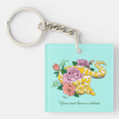 Gele Albino Balpython Turquoise Rozen Sleutelhanger (voorkant)