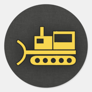 Gele Amber Bulldozer Ronde Sticker