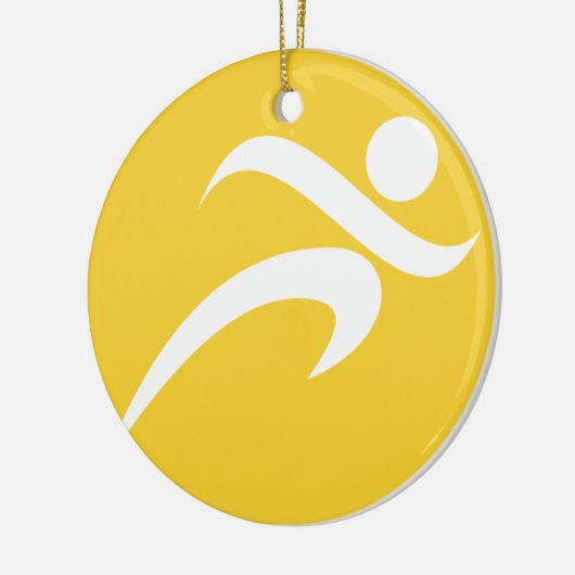 gele amber lopen keramisch ornament (Links)