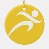 gele amber lopen keramisch ornament (Achterkant)