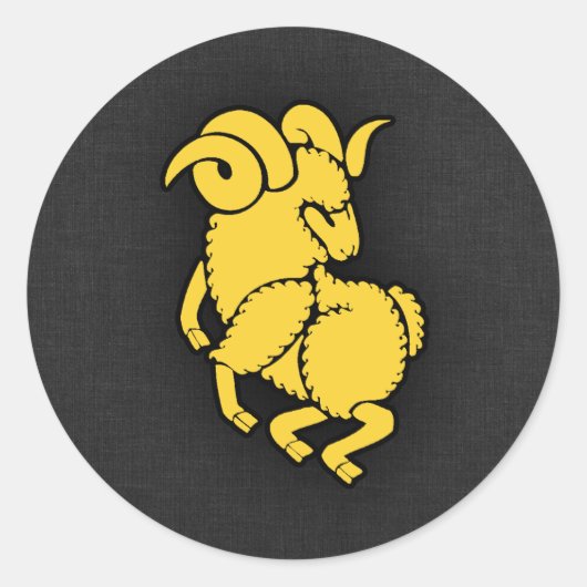 Gele Amber Ram Ronde Sticker (Voorkant)