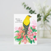 Gele Amerikaanse goudvink State Bird of Washington Briefkaart (Staand voorkant)