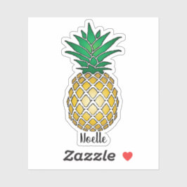 Gele anananas, Jouw naam Sticker