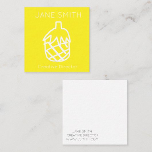 Gele anananas moderne creatieve industrie vierkante visitekaartje (Voorkant / Achterkant)