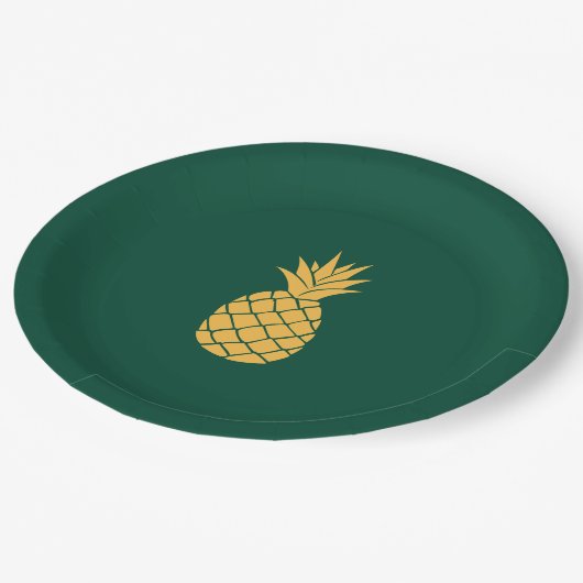 Gele anananas papieren bordje (Gekanteld)