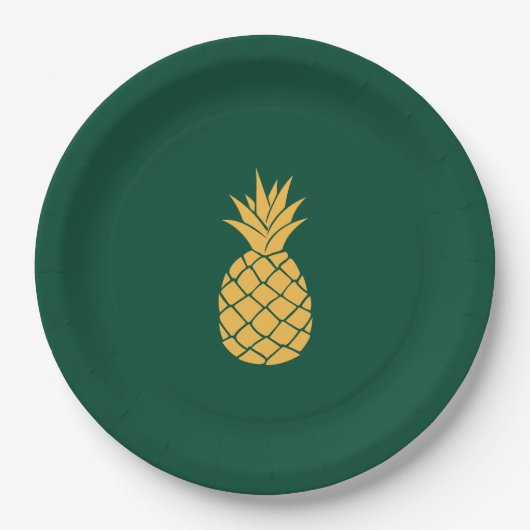 Gele anananas papieren bordje (Voorkant)