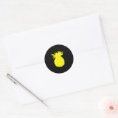 Gele anananas Silhouette Ronde Sticker (Envelop)