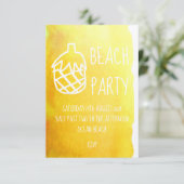 Gele anananas waterverf moderne strandpartij kaart (Staand voorkant)