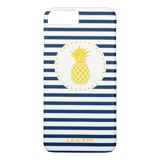 Gele anananassenmarine gepersonaliseerd Case-Mate iPhone case (Achterkant)