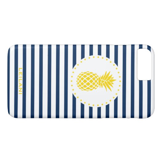 Gele anananassenmarine gepersonaliseerd Case-Mate iPhone case (Achterkant (Horizontaal))