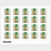 Gele ananas fruit Beachy Dank u Vierkante Sticker (Vel)