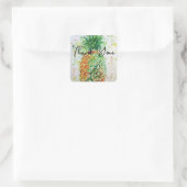 Gele ananas fruit Beachy Dank u Vierkante Sticker (Tas)
