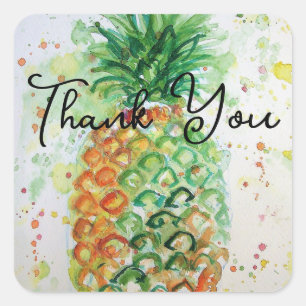 Gele ananas fruit Beachy Dank u Vierkante Sticker