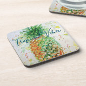 Gele ananas fruit Beachy Tropische Vibes Bier Onderzetter (Linkerzijde)