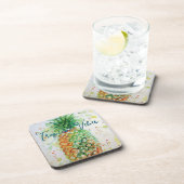 Gele ananas fruit Beachy Tropische Vibes Bier Onderzetter (Rechterzijde)