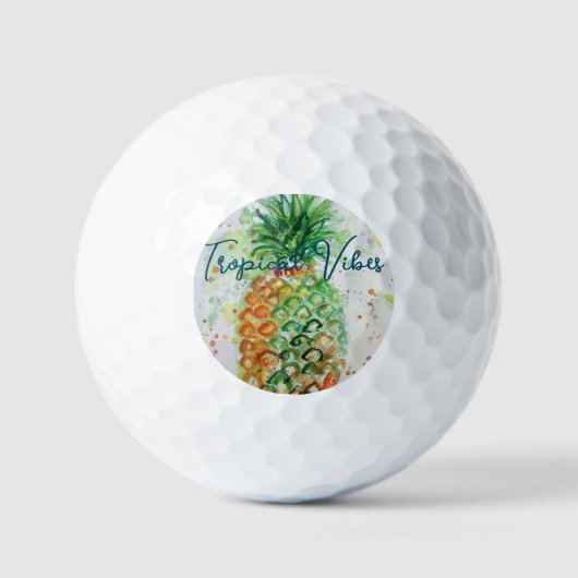 Gele ananas fruit Beachy Tropische Vibes Golfballen (Voorkant)