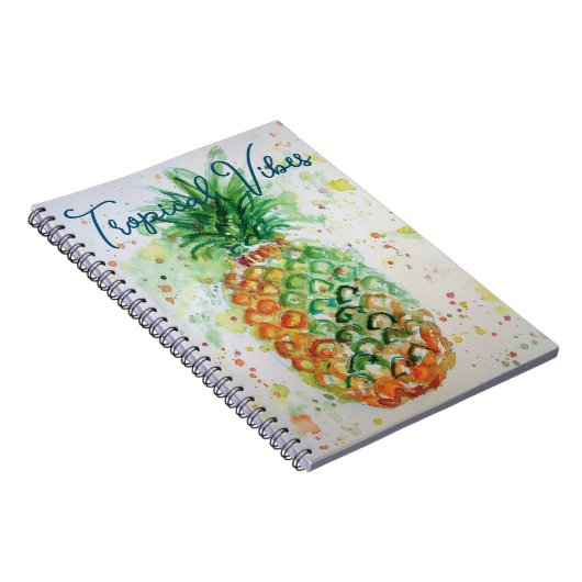 Gele ananas fruit Beachy Tropische Vibes Notitieboek (Rechterzijde)