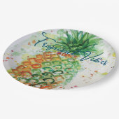 Gele ananas fruit Beachy Tropische Vibes Papieren Bordje (Gekanteld)