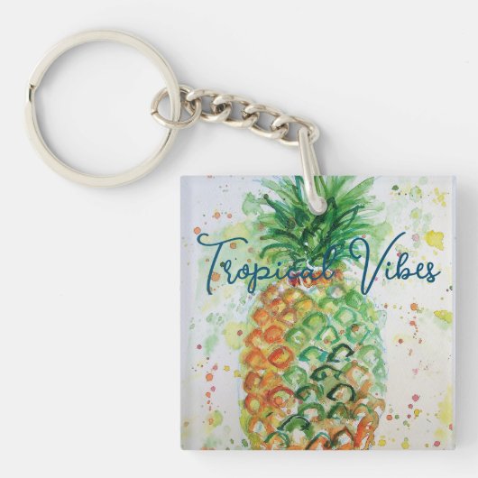 Gele ananas fruit Beachy Tropische Vibes Sleutelhanger (voorkant)