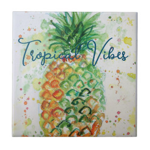 Gele ananas fruit Beachy Tropische Vibes Tegeltje