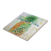 Gele ananas fruit Beachy Tropische Vibes Tegeltje (Zijkant)