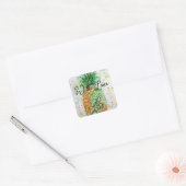 Gele ananas fruit strandachtig met liefde vierkante sticker (Envelop)