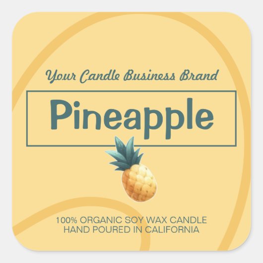 Gele Ananas Stijl Moderne Soja Kaarsen Labels (Voorkant)