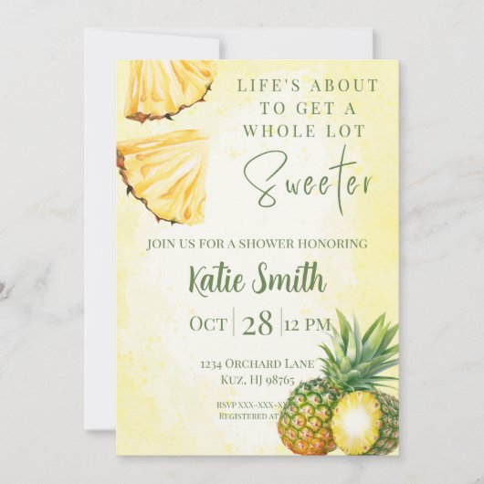 Gele Ananas Themaregen Uitnodiging (Voorkant)