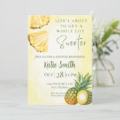 Gele Ananas Themaregen Uitnodiging (Staand voorkant)