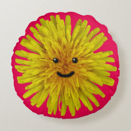 Gele andelion Bloemenmeisje glimlachen op elke kle Rond Kussen