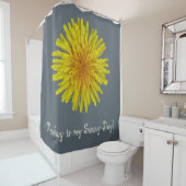 Gele andelion ventiel elke tekst op elke kleur douchegordijn (In situ)