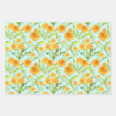 Gele andelions en Dandelion Fluff Inpakpapier Vel (Voorkant)