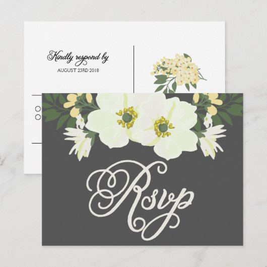 Gele Anemones Floral RSVP II Uitnodiging Briefkaart (Voorkant / Achterkant)