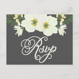 Gele  Anemones Floral RSVP Uitnodiging Briefkaart