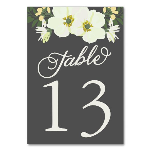 Gele  Anemones Floral Table Numbers Card Kaart (Voorkant)
