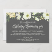 Gele  Anemones Floral Wedding Invitation V Kaart (Voorkant)