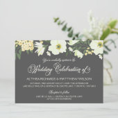 Gele  Anemones Floral Wedding Invitation V Kaart (Staand voorkant)