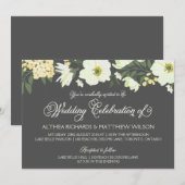 Gele  Anemones Floral Wedding Invitation V Kaart (Voorkant / Achterkant)