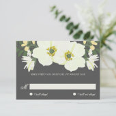 Gele  Anemones Floral Wedding RSVP Kaart (Staand voorkant)