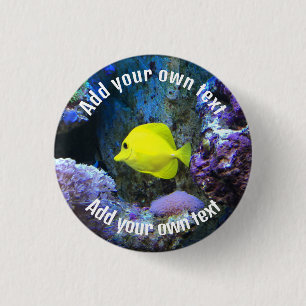 Gele Angelfish en Coral Custom Text Ronde Button 3,2 Cm