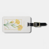 Gele anjer botanische aquarel aangepaste naam bagagelabel (Voorkant horizontaal)