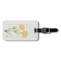 Gele anjer botanische aquarel aangepaste naam