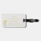 Gele anjer botanische aquarel aangepaste naam bagagelabel (Achterkant horizontaal)