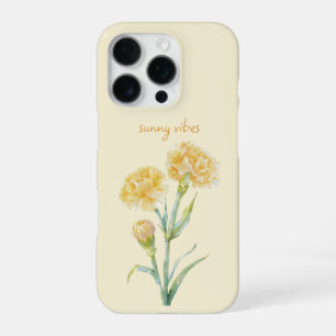 Gele anjer botanische aquarel aangepaste naam iPhone 16 pro hoesje