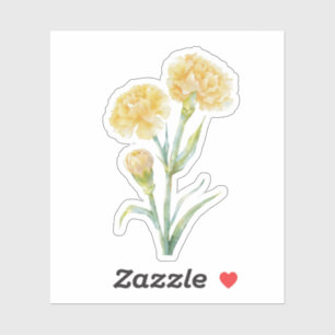 Gele anjer botanische aquarel CuLavendel Sticker