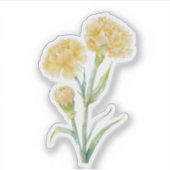 Gele anjer botanische aquarel CuLavendel Sticker (Voorkant)