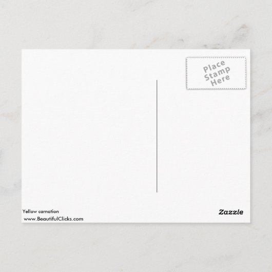 Gele anjer briefkaart (Achterkant)