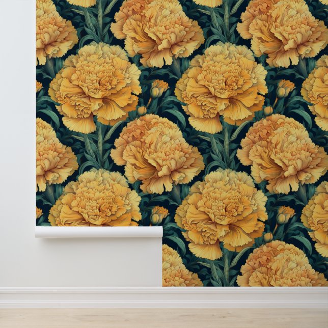  Gele Anjer Print Behang (Applicatie)