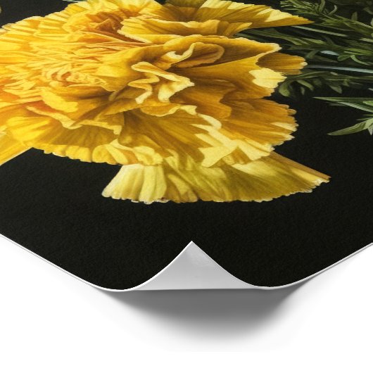 Gele anjers Bloemen Art Print Poster (Hoek)